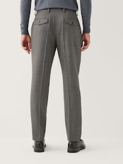 Charcoal Grey Slim Fit Puppytooth Wool Blend Suit Trousers - Image 3 of 5