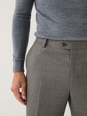 Charcoal Grey Slim Fit Puppytooth Wool Blend Suit Trousers - Image 4 of 5