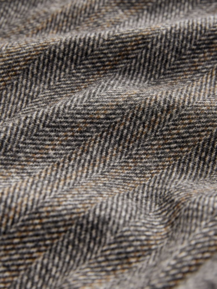 Grey Slim Fit Wool Blend Herringbone Stripe Suit Trousers - Image 10 of 10 Grey Slim Fit Wool Blend Herringbone Stripe Suit Trousers - Image 10 of 10