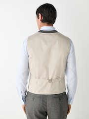 Grey Slim Fit Wool Blend Herringbone Stripe Suit Waistcoat - Image 3 of 8
