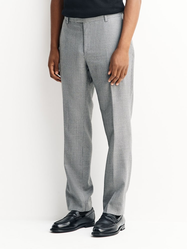 Gris claro - Tailored Fit Wool Blend Puppytooth Suit Trousers - Imagen 1 de 11