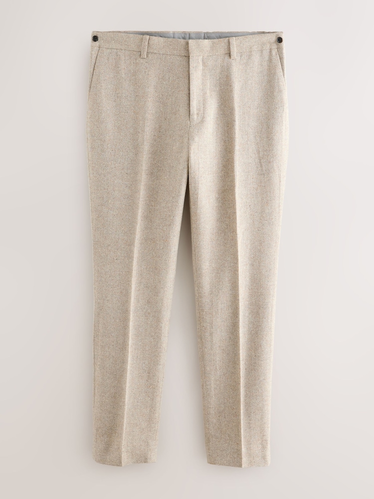 Piedra - Pantalones de traje de corte slim de mezcla de lana Donegal - Imagen 1 de 5