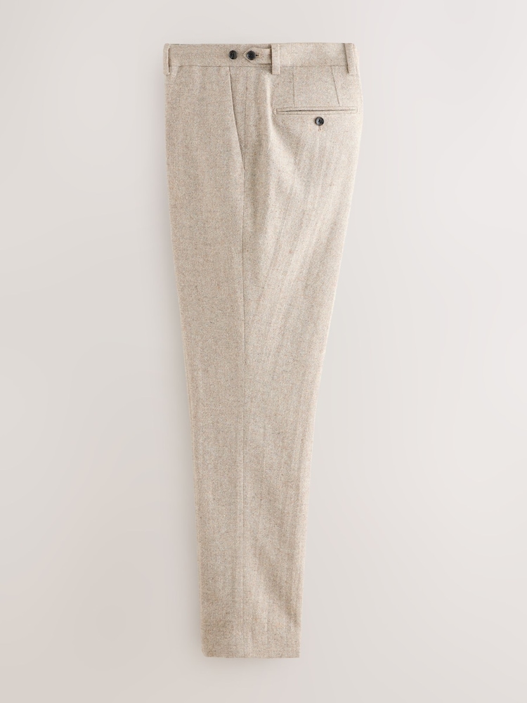 Piedra - Pantalones de traje de corte slim de mezcla de lana Donegal - Imagen 2 de 5
