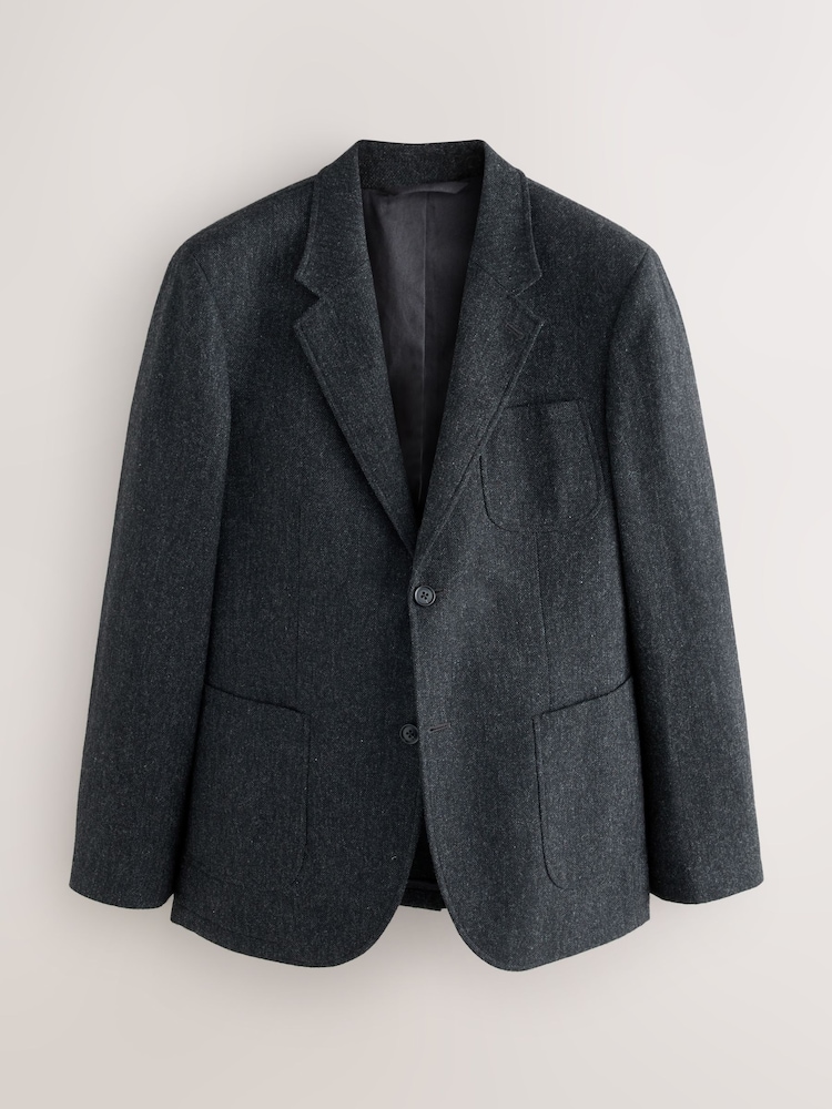Charcoal Grey Relaxed Fit Wool Blend Suit Jacket - Image 1 of 5 Charcoal Grey Relaxed Fit Wool Blend Suit Jacket - Image 1 of 5