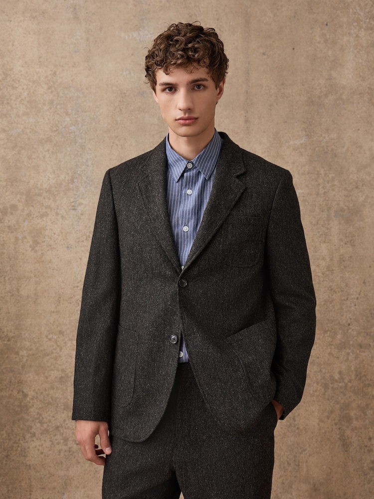 Charcoal Grey Relaxed Fit Wool Blend Suit Trousers - Image 1 of 12