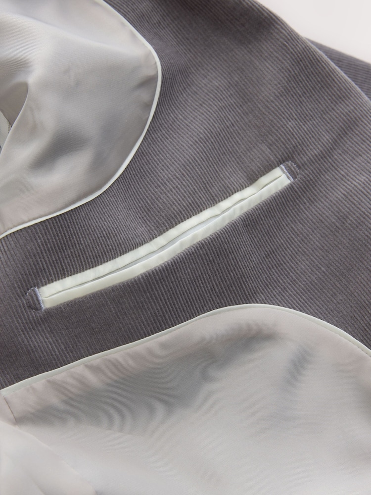 Light Grey Slim Fit Corduroy Suit Jacket - Image 11 of 11 Light Grey Slim Fit Corduroy Suit Jacket - Image 11 of 11