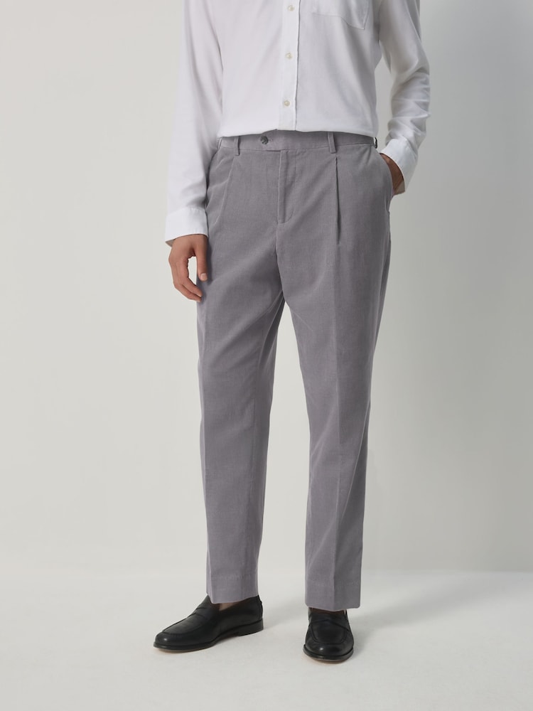 Light Grey Slim Fit Corduroy Suit Trousers - Image 1 of 5