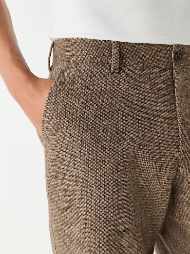 dark brown color combination for brown dress Retro Herringbone Slim Fit Men's Pants for Weddings & Events main image 0