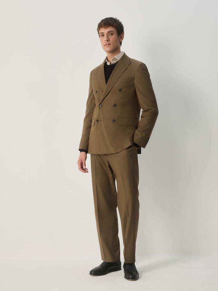 Tan Brown Double Breasted Suit Jacket - Image 2 of 9 Tan Brown Double Breasted Suit Jacket - Image 2 of 9