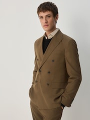 Tan Brown Double Breasted Suit Jacket - Image 3 of 9