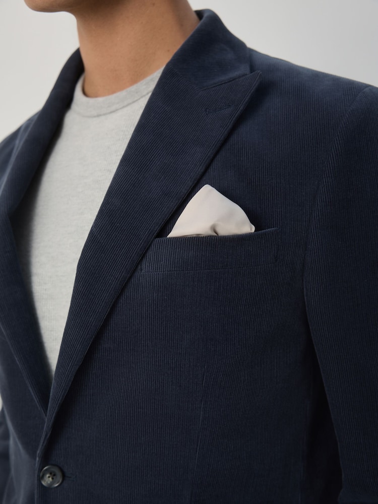 Marineblau/blau - Slim-Fit-Anzugjacke aus Cord - Bild 5 von 5