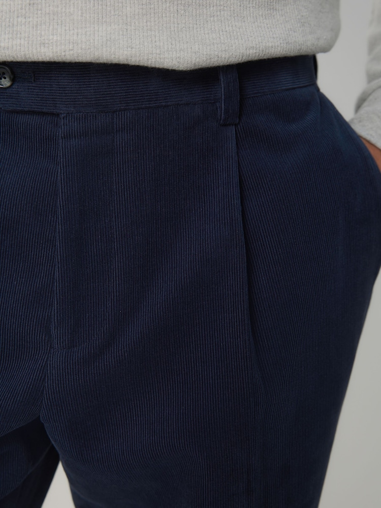 Navy Blue Slim Fit Corduroy Suit Trousers - Image 4 of 4 Navy Blue Slim Fit Corduroy Suit Trousers - Image 4 of 4