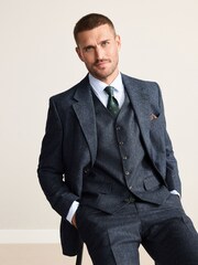 Navy Signature Abraham Moon Wool Donegal Suit Waistcoat - Image 2 of 8