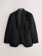Black Tailored Fit Tuxedo Suit Jacket - Image 6 of 12