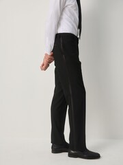 Black Tailored Fit Tuxedo Suit Trousers - Image 3 of 5