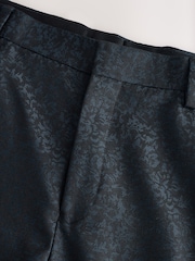 Navy Blue Slim Fit Jacquard Pattern Tuxedo Suit Trousers - Image 10 of 10