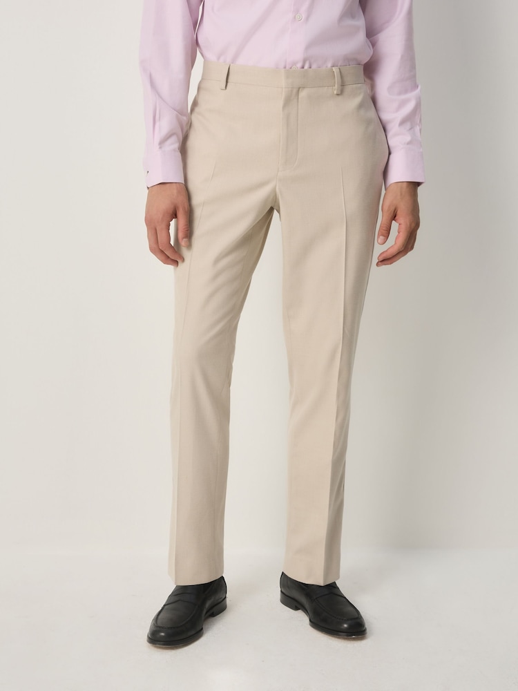 Neutral Slim Fit Flannel Tuxedo Suit Trousers - Image 1 of 5