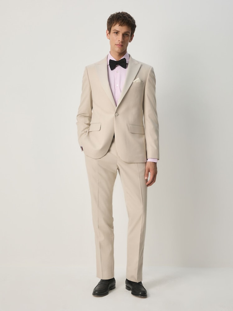 Neutral Slim Fit Flannel Tuxedo Suit Trousers - Image 2 of 5