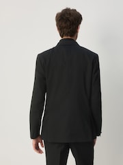 Black Slim Fit Tuxedo Suit Jacket with Brooch - Image 2 of 5
