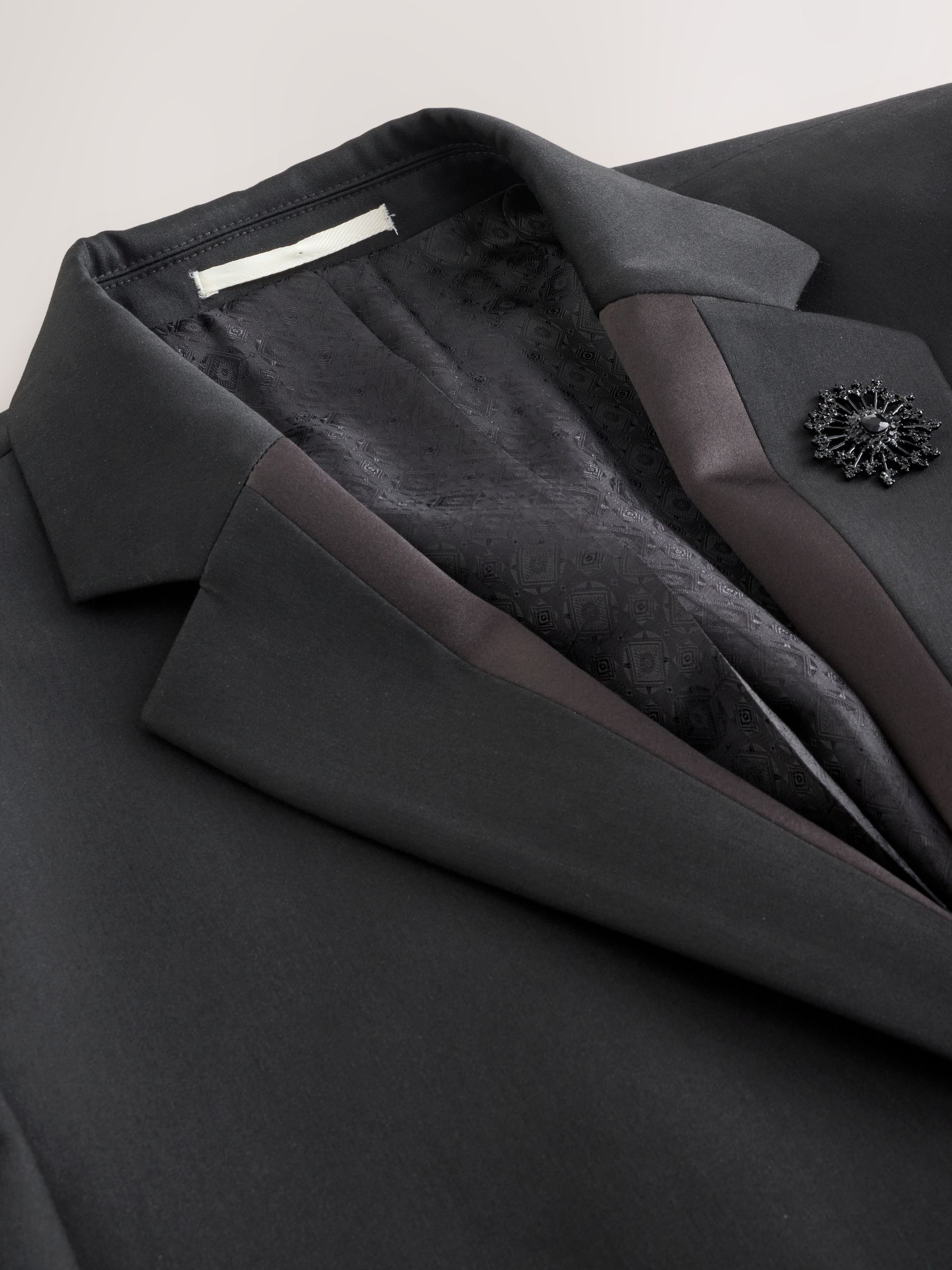 Buy Black Slim Fit Tuxedo Suit Jacket with Brooch from Next USA