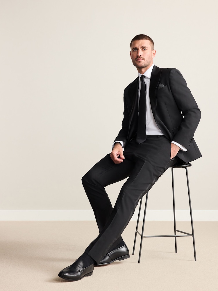 Black Slim Fit Signature Nova Fides 100% Wool Tuxedo Suit Jacket - Image 2 of 9 Black Slim Fit Signature Nova Fides 100% Wool Tuxedo Suit Jacket - Image 2 of 9