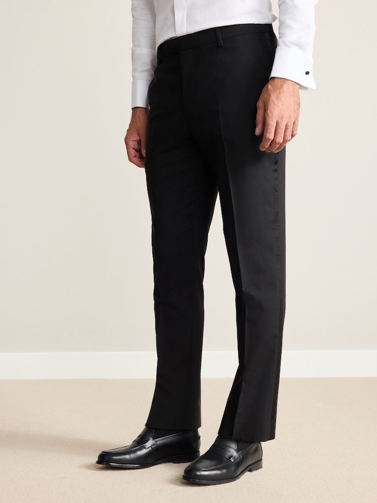 Black Slim Fit Signature Nova Fides Tuxedo Suit Trousers - Image 1 of 10