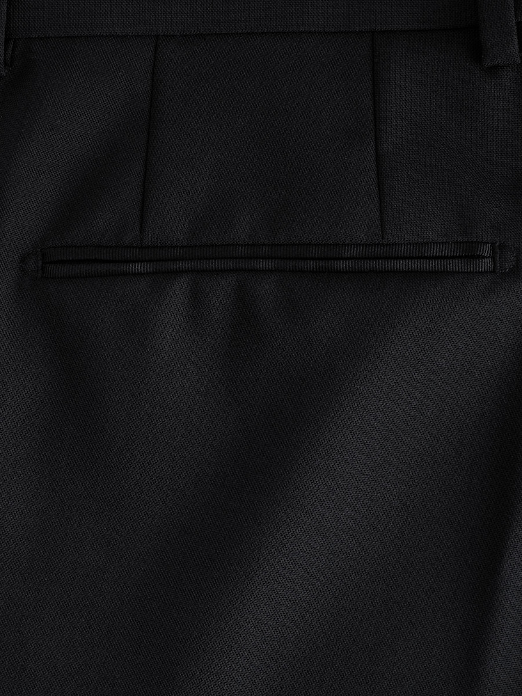 Black Regular Fit Signature Nova Fides 100% Italian Wool Tuxedo Suit Trousers - Image 9 of 9