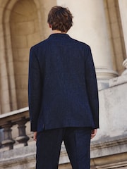 Navy Signature Abraham Moon Wool Donegal Suit Jacket - Image 4 of 12