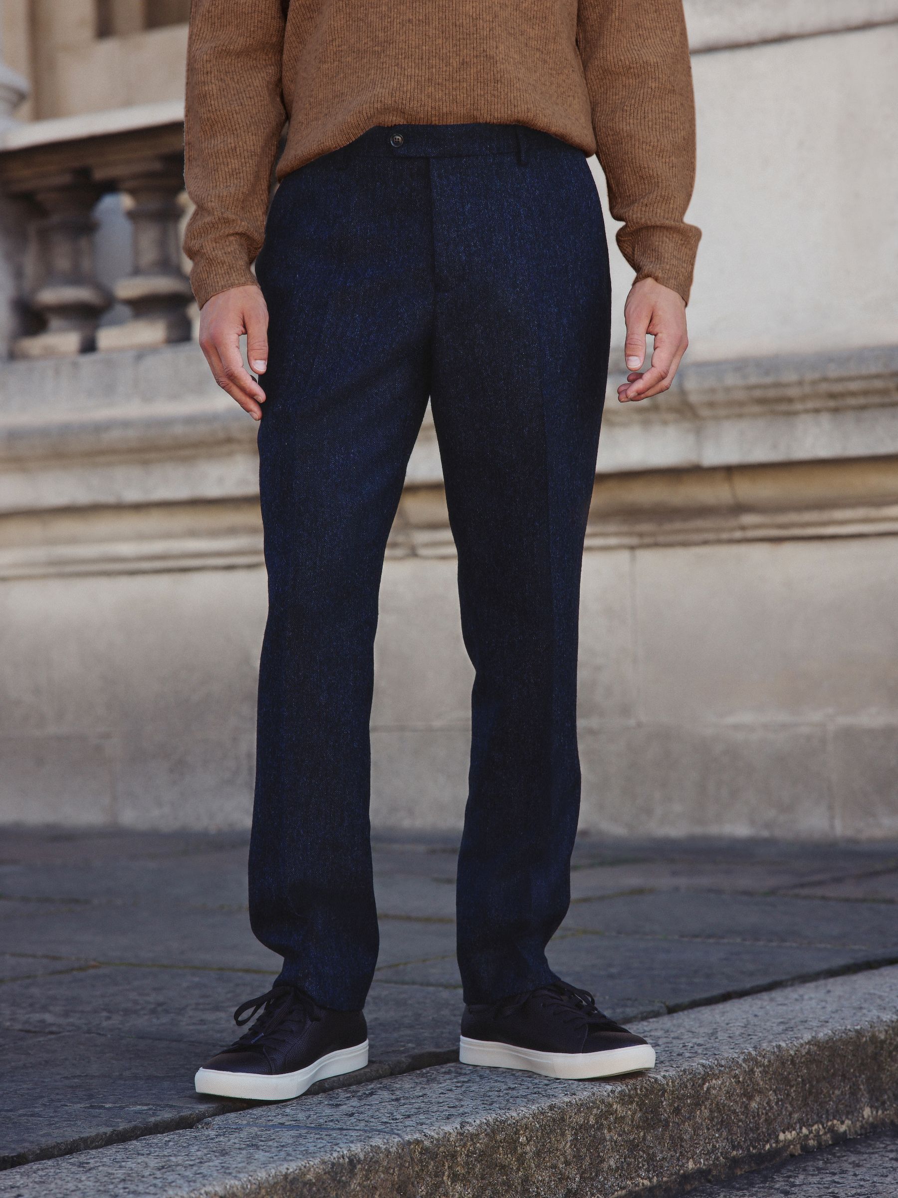 Buy Navy Blue Tailored Fit Signature Abraham Moon 100% British Buy Navy Blue Tailored Fit Signature Abraham Moon 100% British