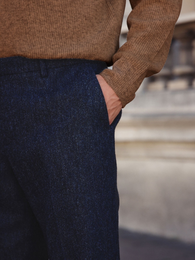 Navy Signature Abraham Moon Wool Donegal Suit Trousers - Image 4 of 4
