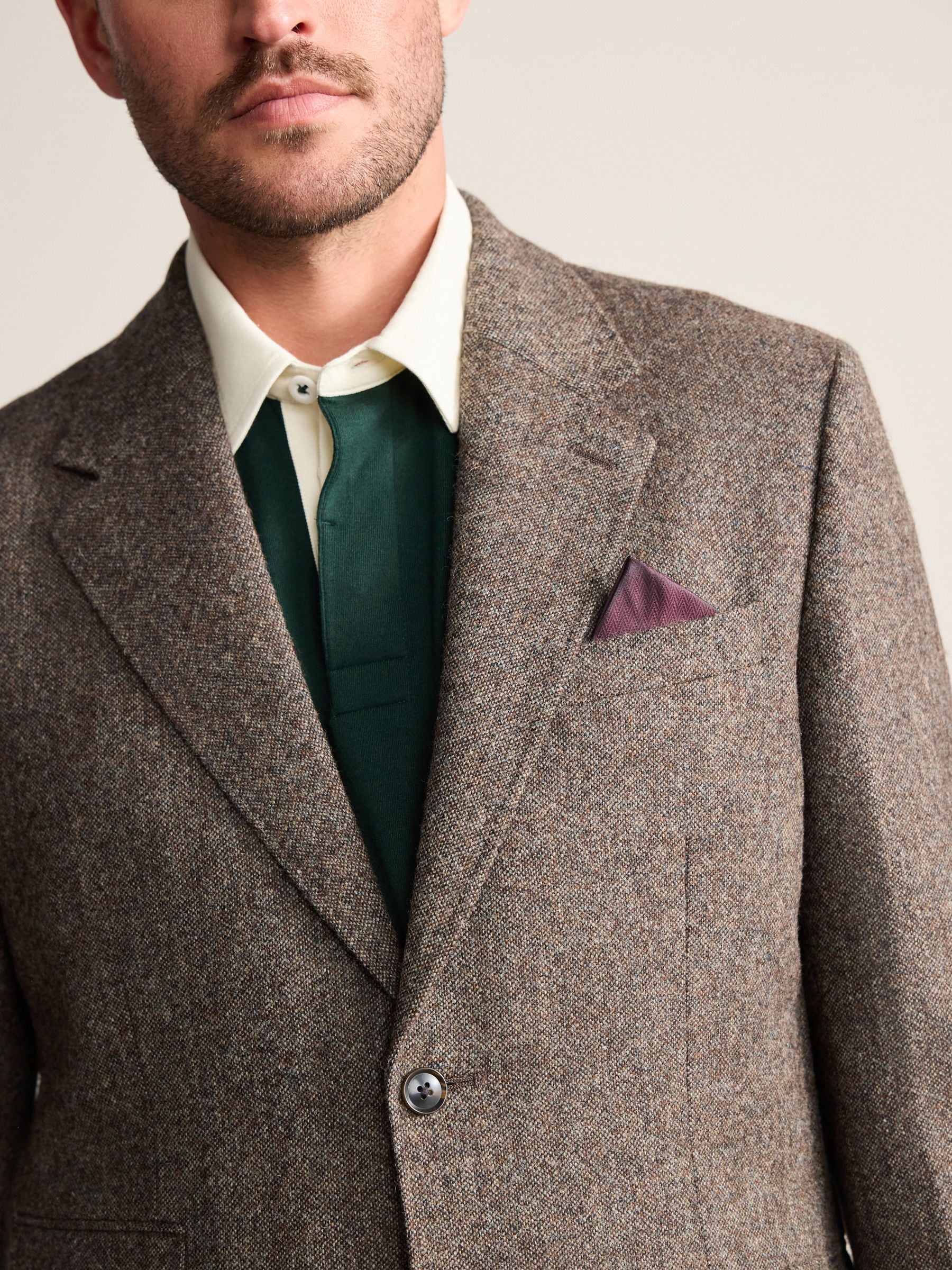 Buy Brown Tailored Fit Signature Abraham Moon 100% British Wool