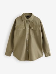 Khaki Green Oversize Denim 100% Cotton Shirt - Image 5 of 7