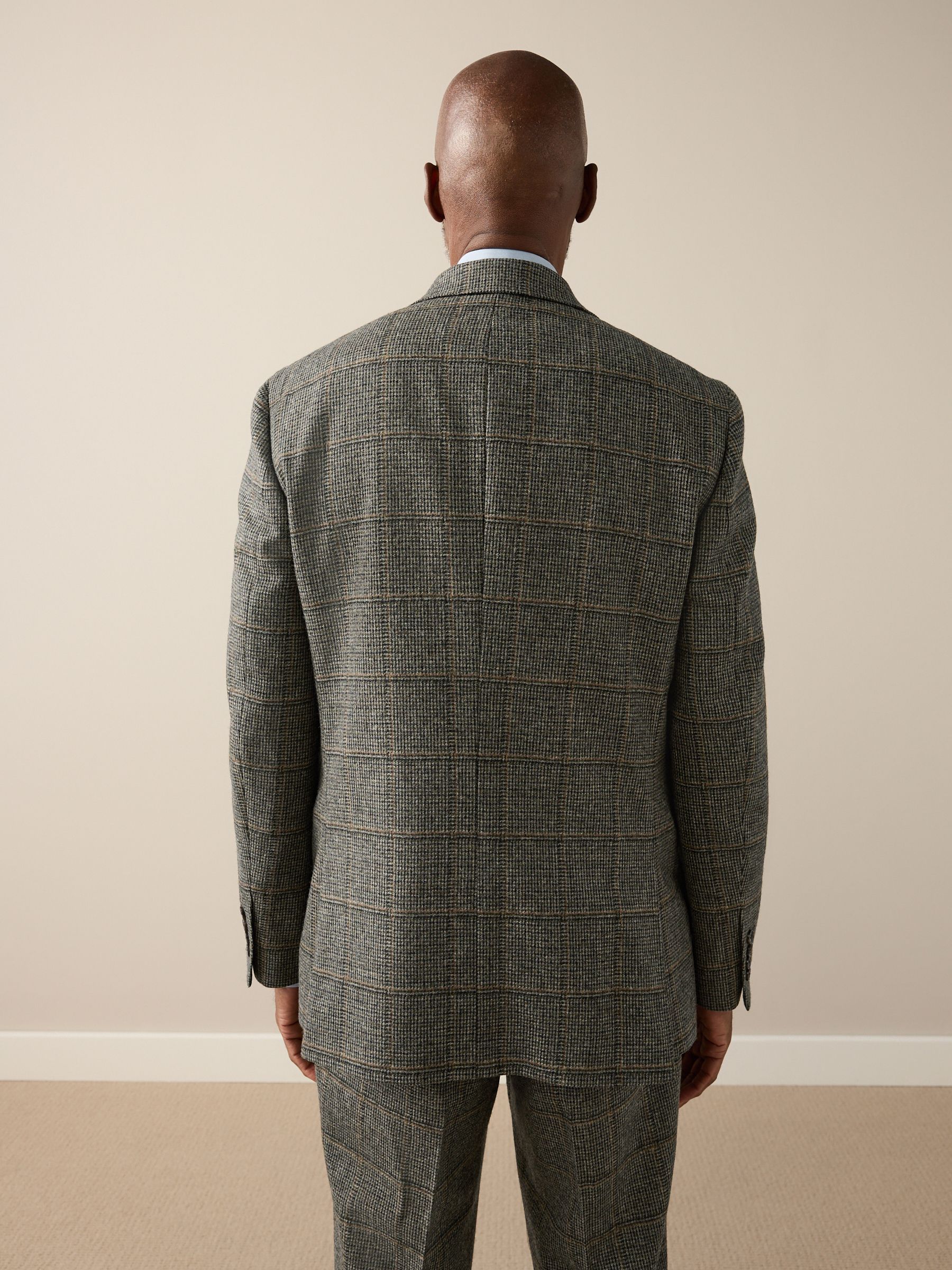 Buy Green Regular Fit Signature Abraham Moon 100% Wool Tweed Check