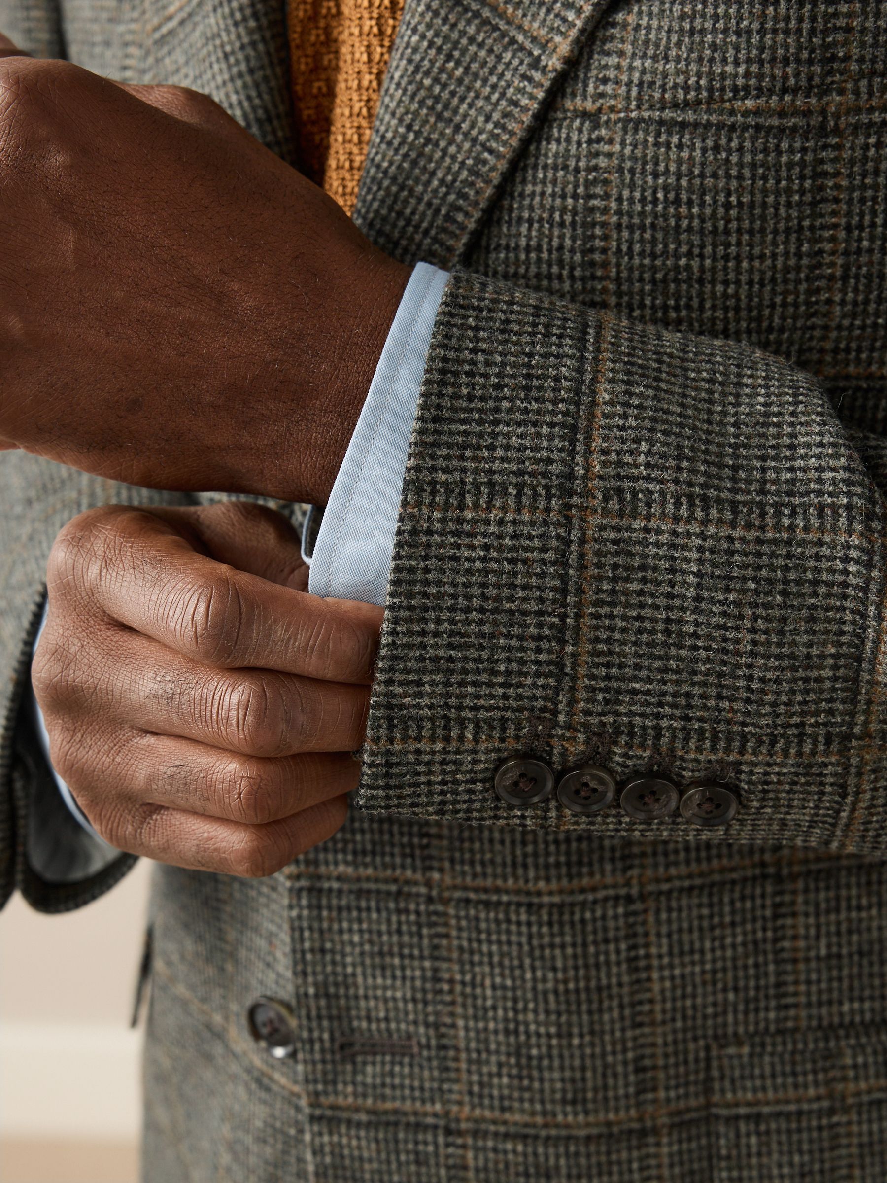 Buy Green Regular Fit Signature Abraham Moon 100% Wool Tweed Check