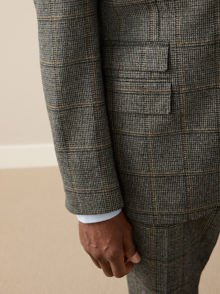Buy Green Regular Fit Signature Abraham Moon 100% Wool Tweed Check 