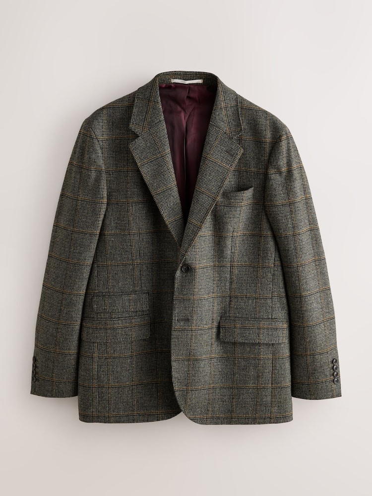 Buy Green Regular Fit Signature Abraham Moon 100% Wool Tweed Check 