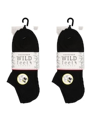 Wild Feet Black Sports Cushioned Bamboo Liners socks 2 Pack - Image 3 of 4