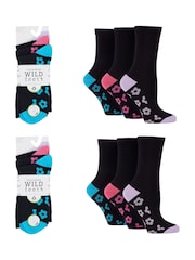 Wild Feet Bamboo Viscose Flower Print Sole Crew Socks - صورة 3 من 5
