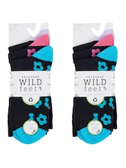 Wild Feet Bamboo Viscose Flower Print Sole Crew Socks - صورة 5 من 5