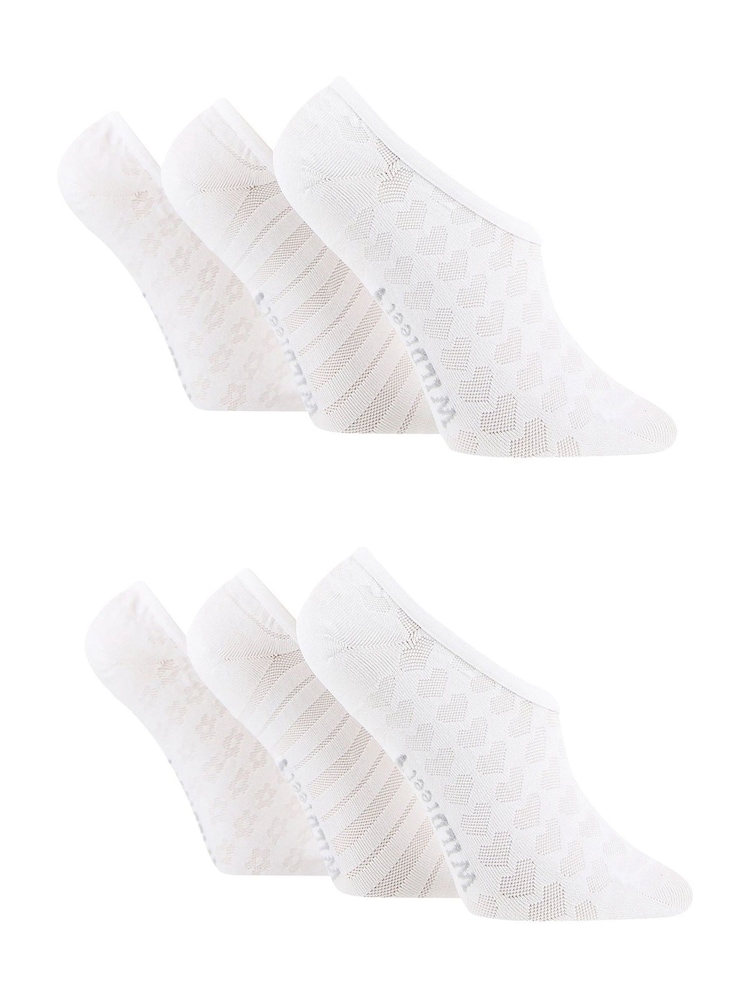 أبيض - Wild Feet Low Cut No Show Mesh Liners Trainers Socks 6 Pack - صورة 1 من 5