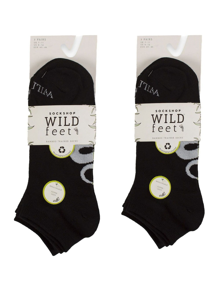 Wild Feet Black Bamboo Snake Sole Trainer Socks - Image 2 of 4
