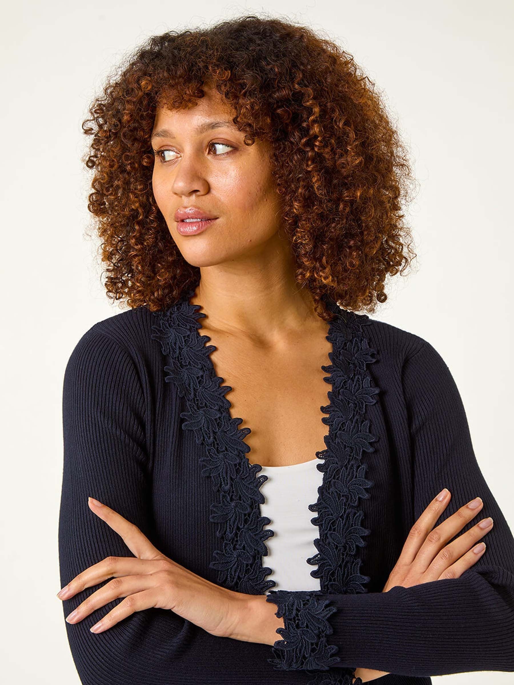Buy Roman Blue Lace Trim Knit Cardigan from Next Canada
