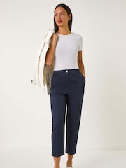Roman Blue Cotton Stretch Cropped Trousers - Image 1 of 5
