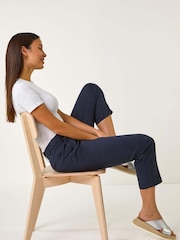 Roman Blue Cotton Stretch Cropped Trousers - Image 2 of 5