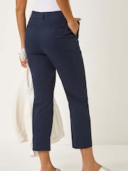 Roman Blue Cotton Stretch Cropped Trousers - Image 3 of 5