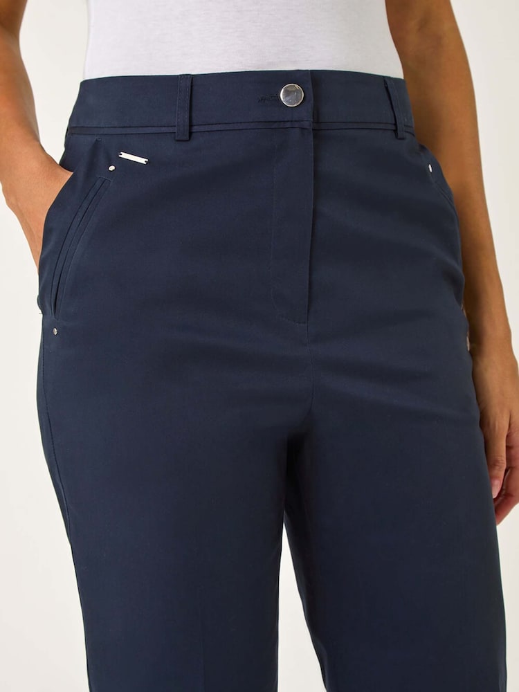 Roman Blue Cotton Stretch Cropped Trousers - Image 5 of 5