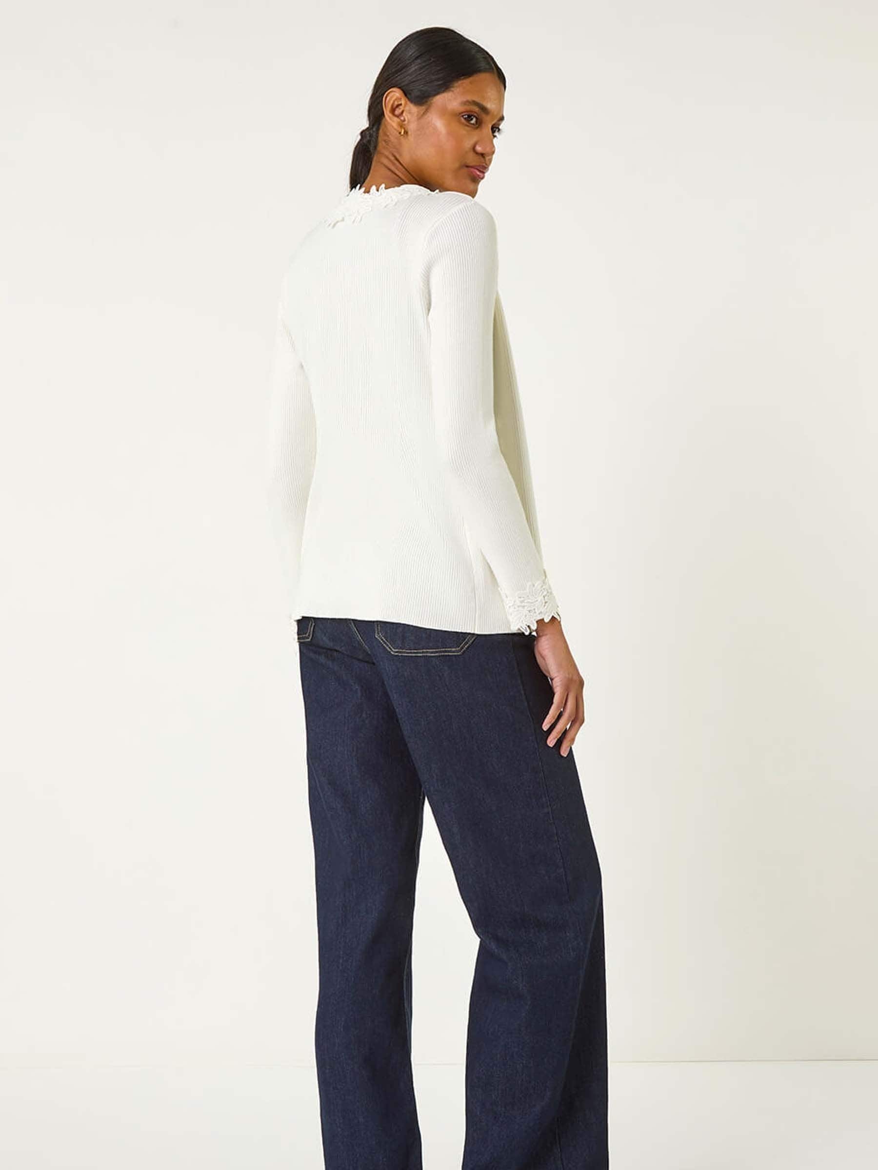 Buy Roman White Lace Trim Knit Cardigan from the Next UK online shop