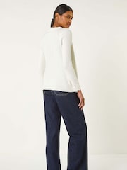 Roman White Lace Trim Knit Cardigan - Image 3 of 5