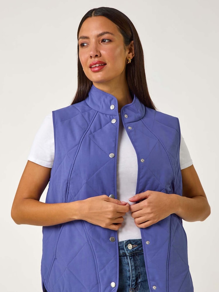 Roman Blue Diamond Quilt Short Gilet - Image 4 of 5
