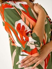 Roman Green Abstract Print Pleat Detail Top - Image 5 of 5